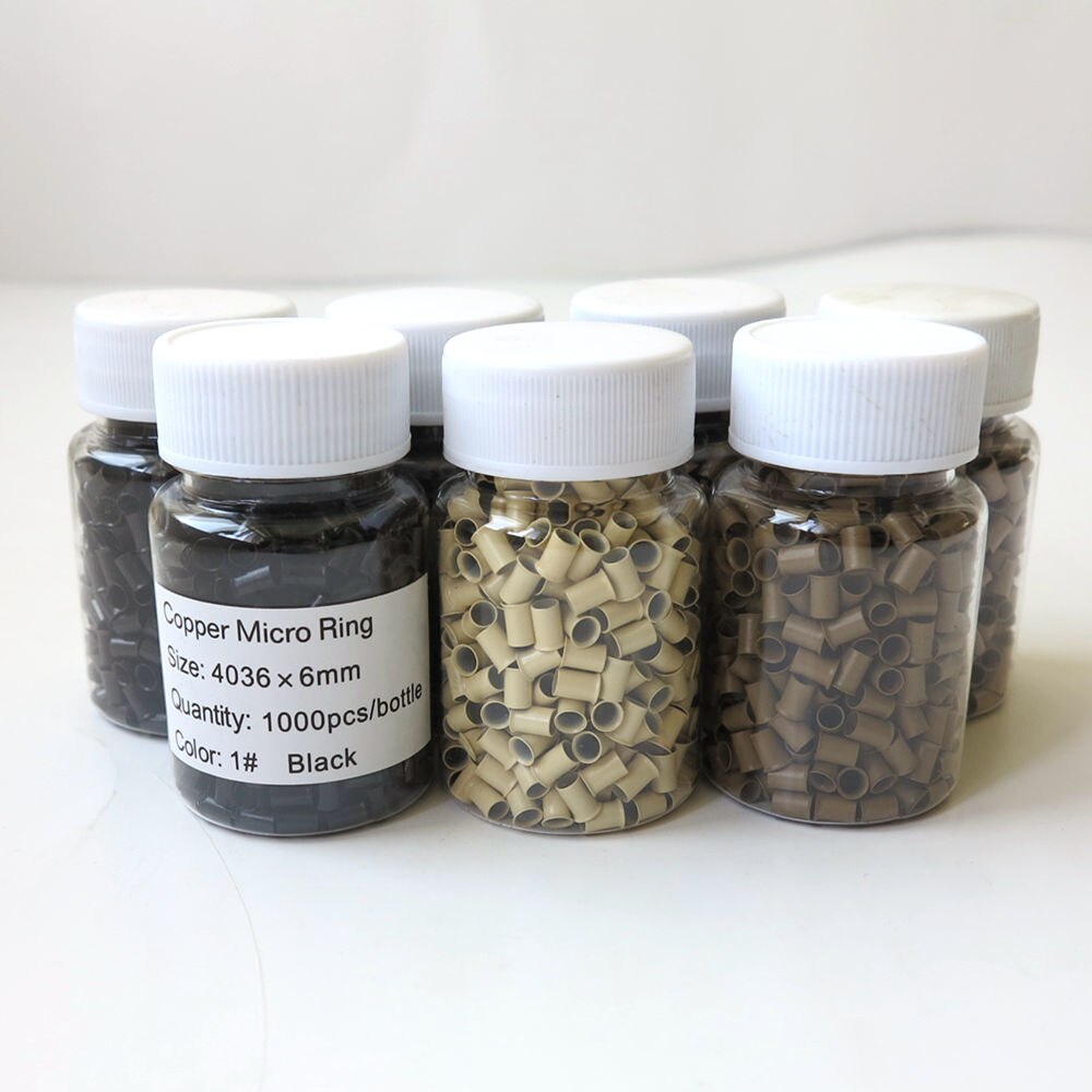 1000 Stks/partij 4.0X3.6X6.0Mm Bruin Koperen Buis Micro Ring Euro Sloten Voor Pre-gebonden human Hair Extensions 8 Kleuren Optie