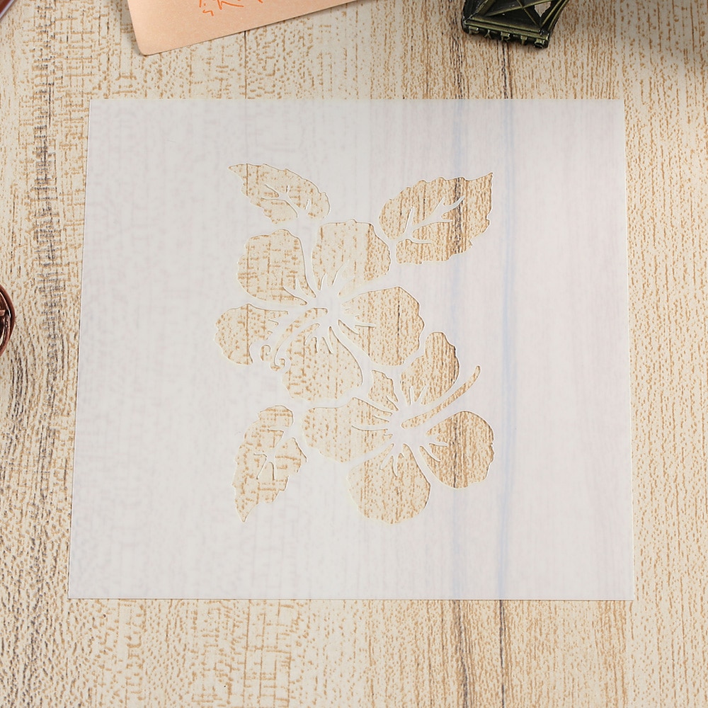 1PC Layering Stencil Airbrush Art Painting Template DIY Flower Pattern Album Card Making Crafts School Office Supplies