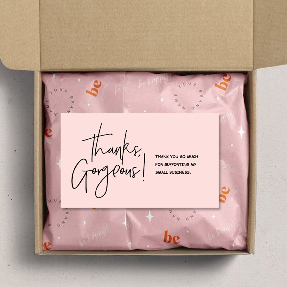 10-30 roze bedankkaartjes voor uw bestelling, 5.4*9cm bedankkaartjes met complimenten, geschikt als decoratie voor kleine bedrijven.