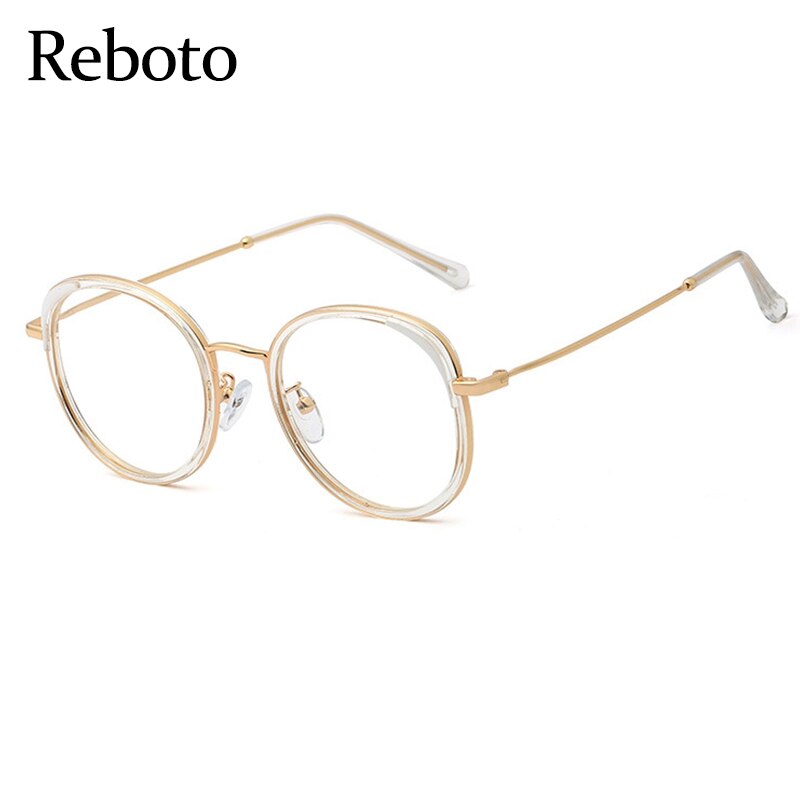 Montura de gafas redondas transparentes para mujer, lentes ópticas de Metal Retro vintage, de lujo, de gran tamaño,