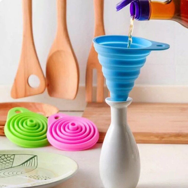 1Pcs Silicagel Vloeistof Doseren Mini Trechter Inklapbare Telescopische Lange Nek Trechter Vloeibare Vulling Thuis Kitchen Tools