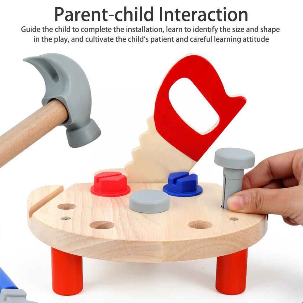 Banc à outils de Simulation en bois pour enfants, boîte à outils de Simulation, entretien du jouet démontage écrou bricolage combinaison de vis Q2W7