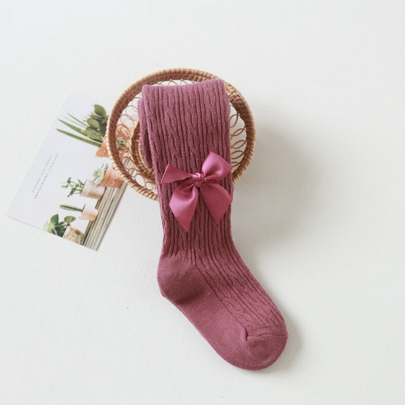 Kids Baby Meisjes Leuke Strik Panty Peuter Baby Kinderen Effen Panty Herfst Winter Leggings Kinderen Mooie Panty Voor 3-12Y: Paars / 8-12 Years