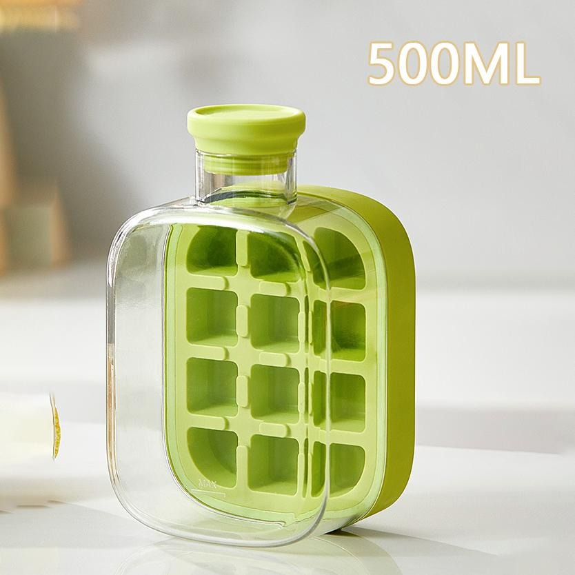 500/800 ml 2in1 ijsblokjesbakje met waterfles Druktype Draagbare ijsmachine Hoge capaciteit ijsvorm voor thuiskeuken Zomergebruik: Blauw