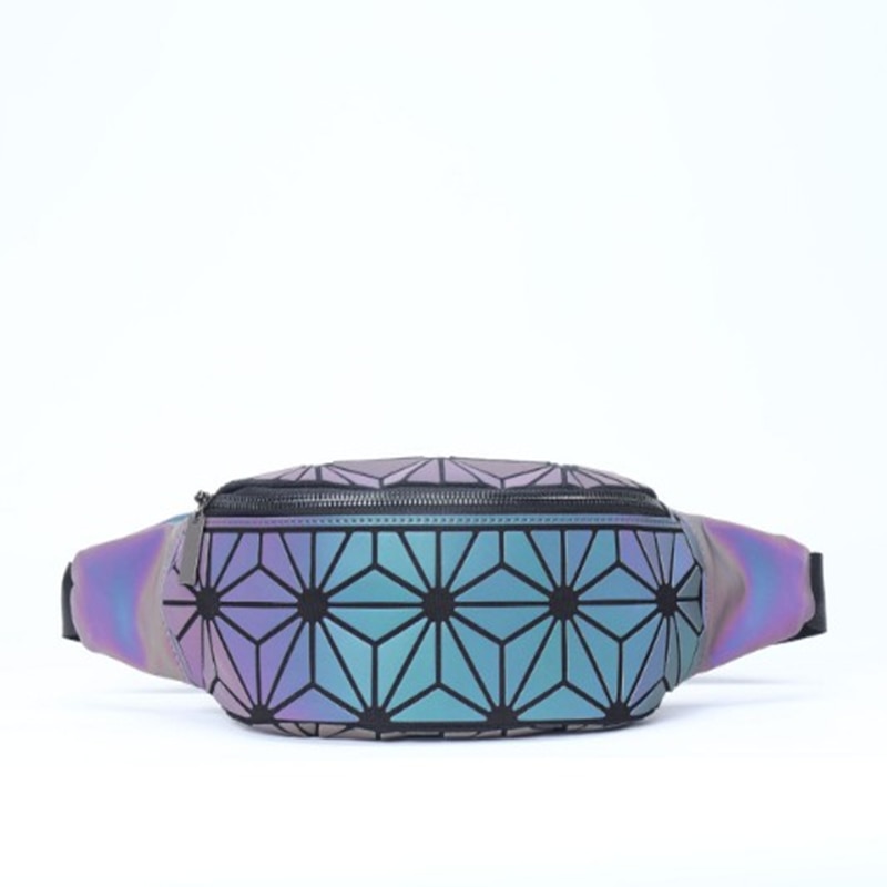 Holographic Waist Bag Geometric Pack for Women&Men Travelling Purse Wallet Luminous Belt Bum Iridescent Chest Bag