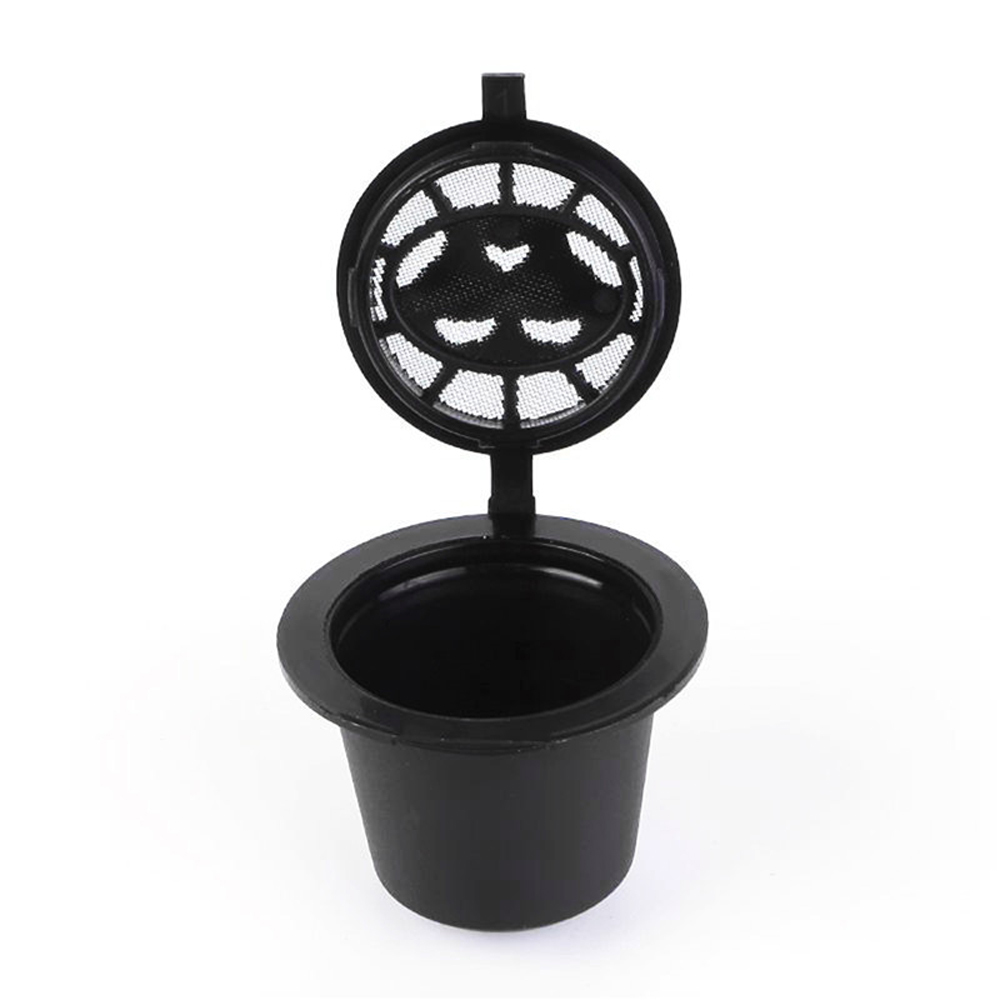 6 Stk/set Herbruikbare Nespresso Capsules Cup Met Lepel Borstel Zwart Navulbare Koffie Capsule Bijvullen Filter Coffeeware