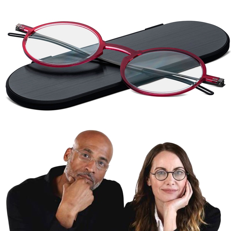 Leesbril Retro Ronde Unisex Brillen Kleine Frame Vergrootglas Eyewear Met Magnetische Case 1.0 1.5 2.0 2.5 3.0 3.5 4.0