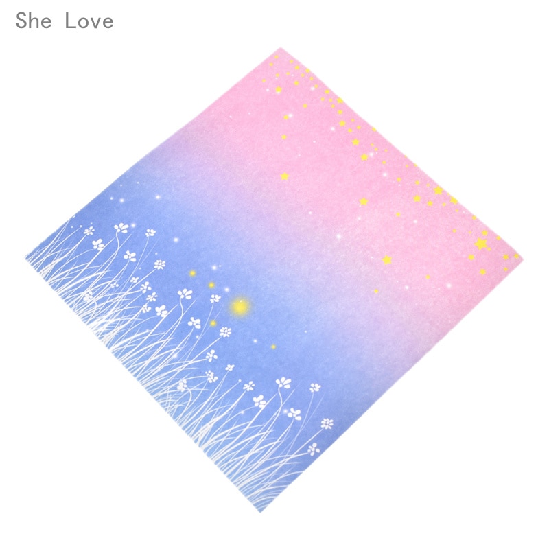 Chzimade 60 ark lucky star papper gradient färg blommig stjärnhimmel regnbågsmönster origami papper gör det själv barn hantverkspapper