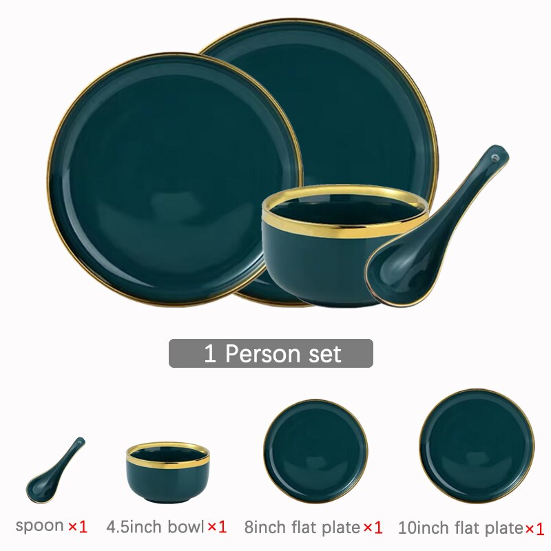 Ceramic plate tableware set plate set salad soup bowl plate bowl restaurant hotel vajilla bone china serving platter plates: 1 person set