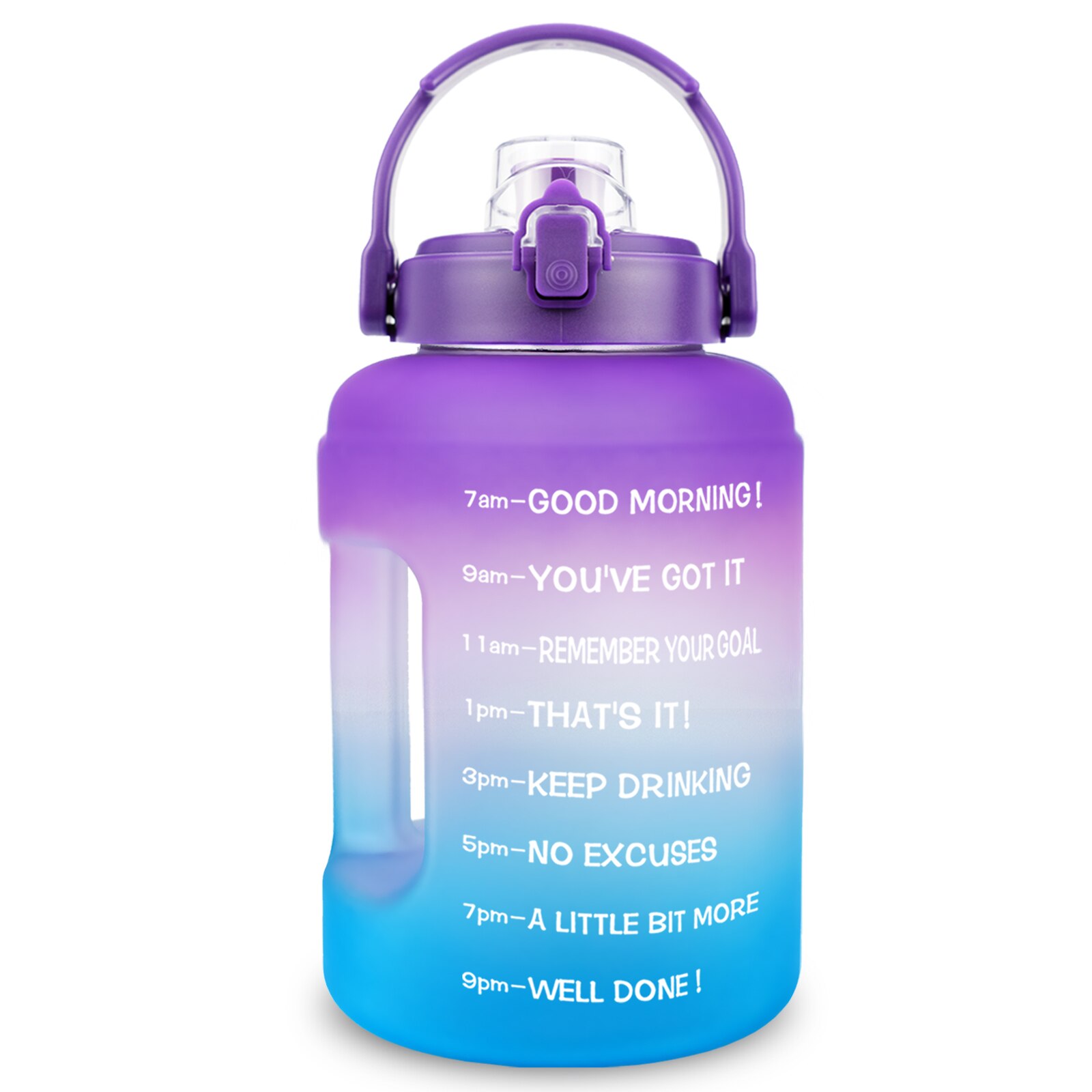 BuildLife 1 galon butelka wody 2.5L 3.78L motywacyjny z markerem czasu sport szczelne szerokie usta duży dzbanek BPA Free Fitness: 3.78L 128oz / PurpleA-Blue