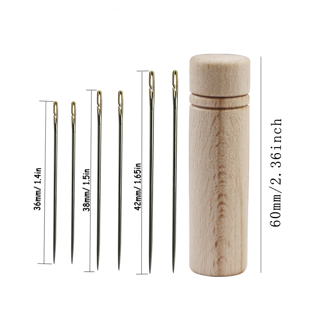 D & D 12 pièces auto-filetage aiguilles point broderie main couture aiguille et Mini en bois aiguille à coudre caisse bricolage outils de couture