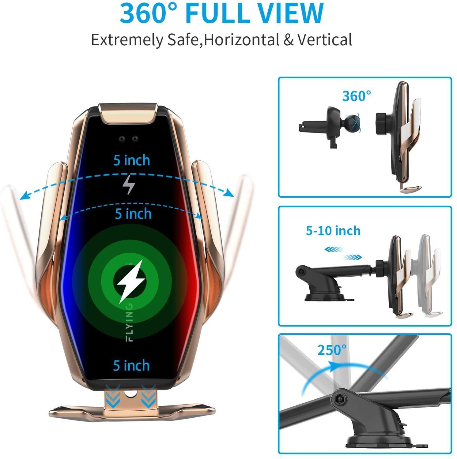 15W chargeur de voiture sans fil capteur infrarouge serrage automatique Qi support de montage de charge rapide pour iPhone 11 XS XR X 8 Samsung S20 S10 S9