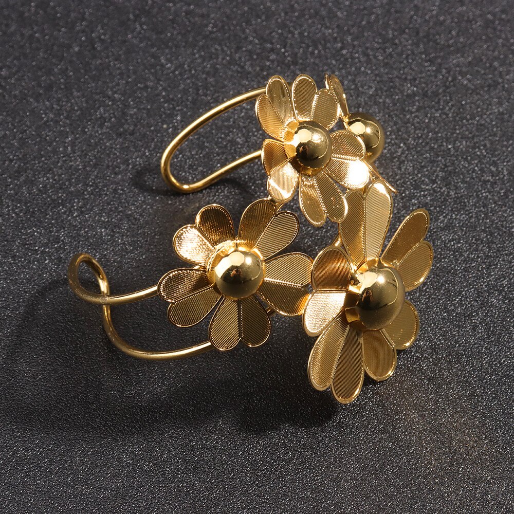 Ensemble de bijoux de mariée de dubaï, fleur de luxe, couleur or, collier rond, boucles d&#39;oreilles, bijoux de mariage, bague, bague, Nigeria