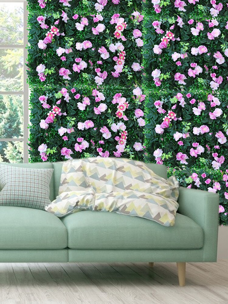 40x60CM Artificial Rose Fence Plant Hedge Panel UV Protected Privacy Fence Screen For Outdoor Backyard Garden Decoration Fence