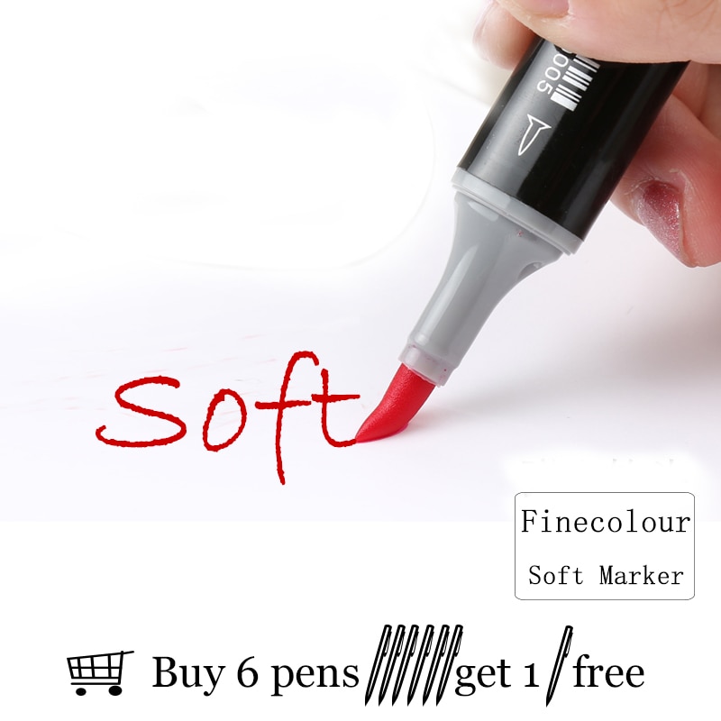 FINECOLOUR-pincel de doble punta, rotulador artístico suave con Alcohol oblicuo, suministros de Arte de cómico, EF102