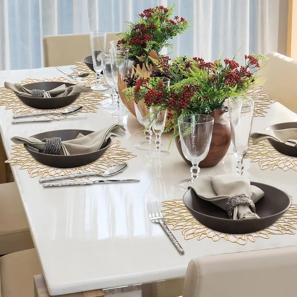 Set van 6 ronde placemats placemats afveegbare vinyl placemats keuken diner kerst Thanksgiving boerderij bruiloft