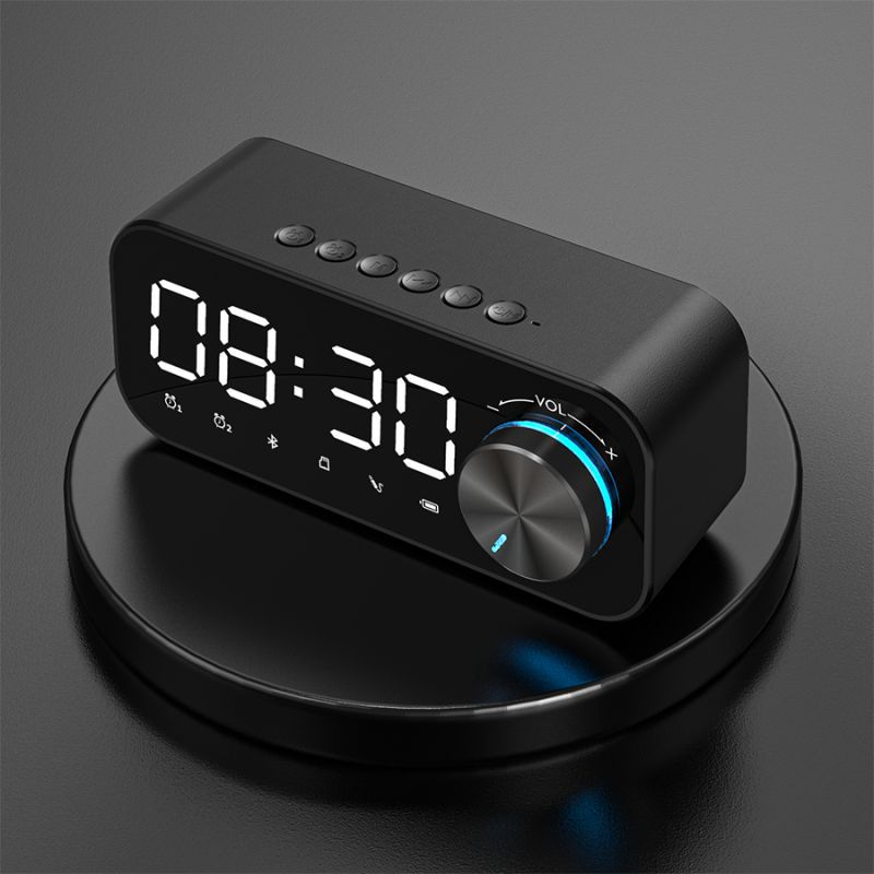 Alarm Clock Bluetooth Speaker Digital LED Display Wireless Subwoofer Music Player Loudspeaker Support TF Card Dual Alarm