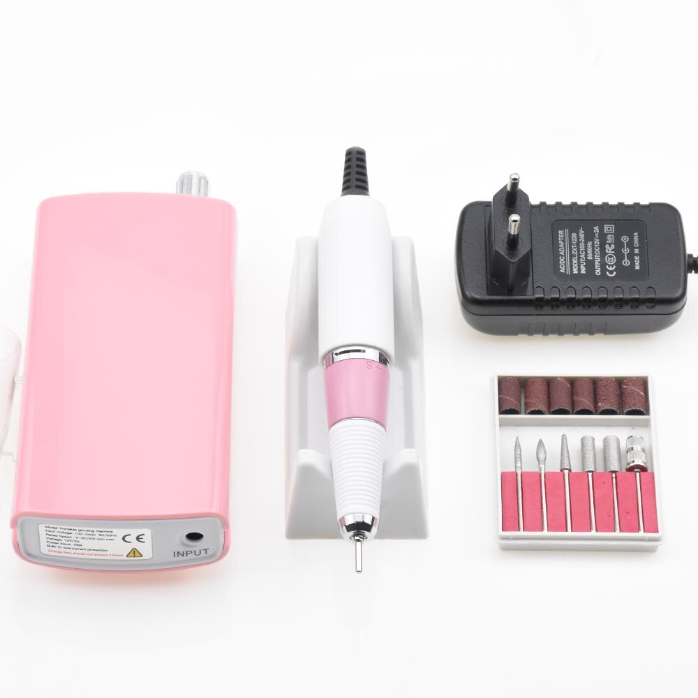 36w 35000 rpm oppladbar bærbar neglebormaskin manikyr pedikyrmaskin elektrisk neglefil neglekunstverktøy slipebånd: Rosa