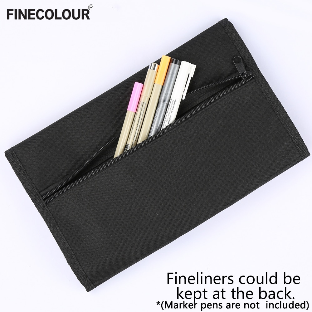 FINECOLOUR Marker Pen Case Large Zipper Bags for Art Marker Fineliner Organized Portable Convinient Pencil Case Art Supplies