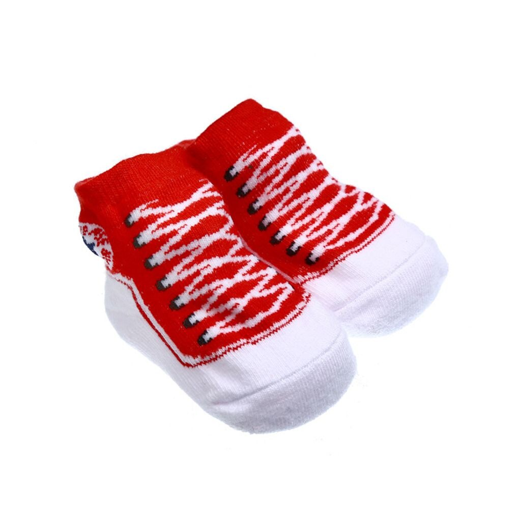 7 Colors 1 Pair Anti Slip Cotton Socks Shoes Slippers Socks for 0-6 Month Newborn Baby Boy Girls: red