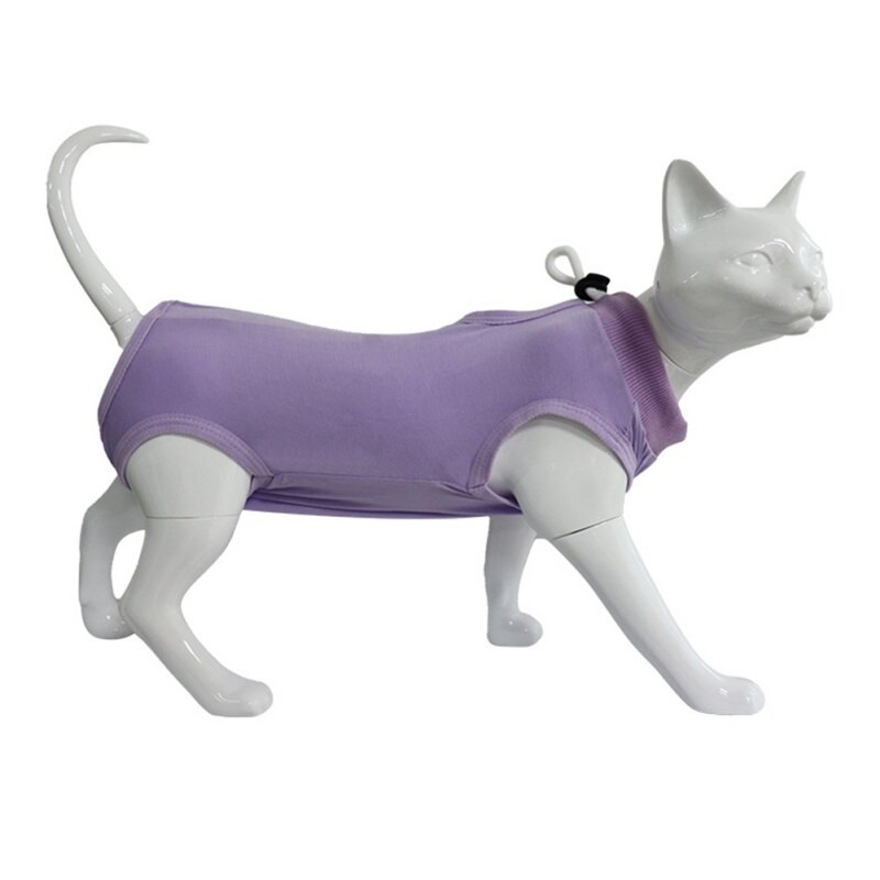 Haustier Chirurgie Rehabilitation Kleidung Post-operativ Kleidung Katze Erholung Schutz Anzug Welpen Kleine Hund Katze Bodenbildung Hemden: Lila / S