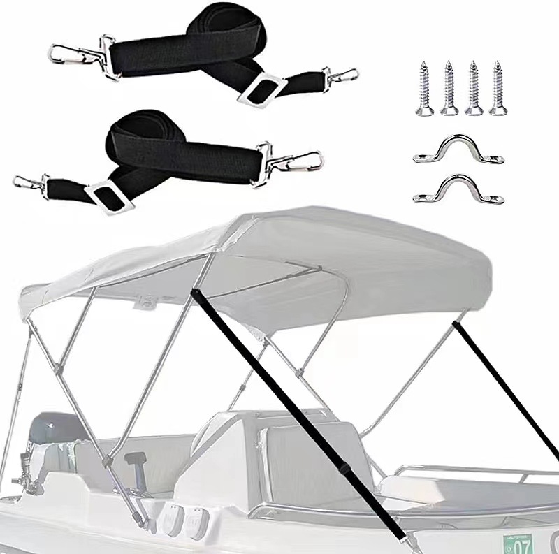 Correas para toldo superior de barco Bimini resistentes a la intemperie, correas marinas ajustables con ganchos de presión de acero inoxidable para dosel y canoa