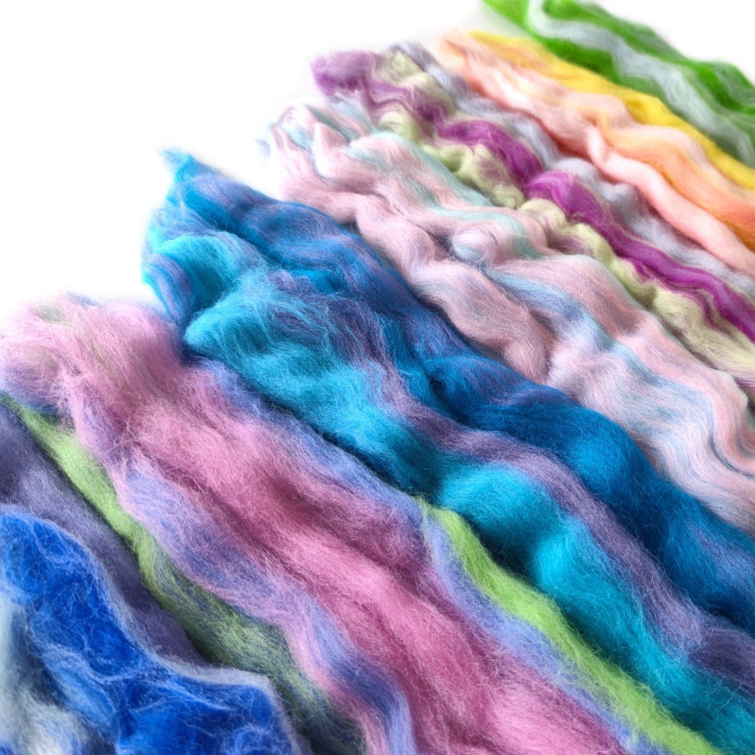Fieltro de lana Feltro de lana de colores mezclados Tiras de lana de colores mezclados Clusters de hilo Amigable para la piel Poking Le Tinte mezclado Serie multicolor