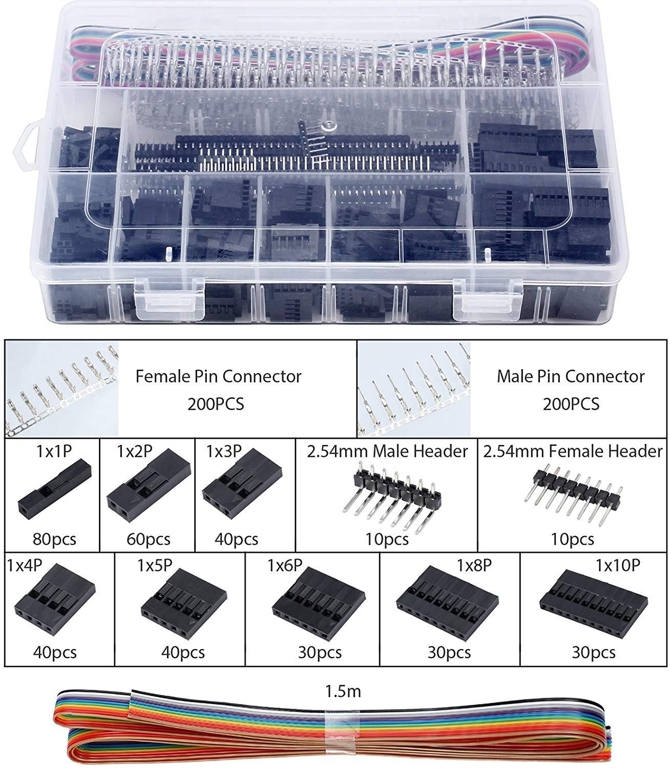 Iwiss tang terminal krimptang set sn -28b krimptang 28-18 awg met 620 stuks 2.54mm mannelijke vrouwelijke pin connector draadbehuizingsset: 1550 stuks