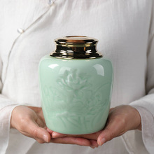 Stor kapacitet keramiske teopbevaringsdåser forseglet gryde til køkken krydderier organisator celadon porcelæn te kaffekrukker tank 9 stile