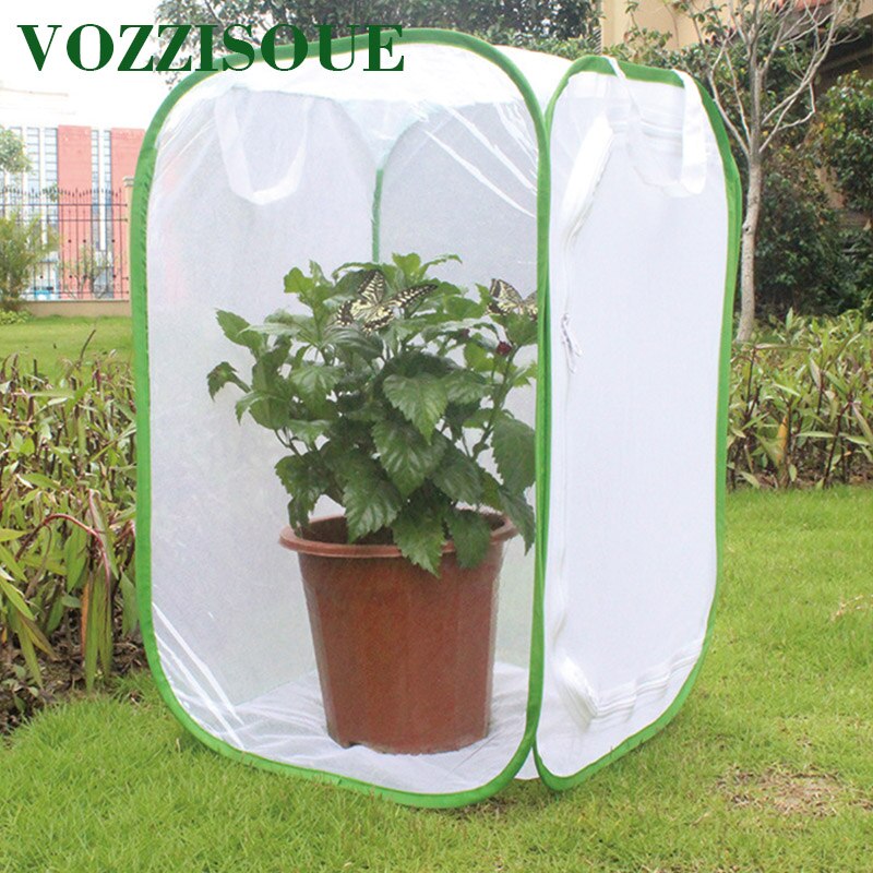 mini domek ogrodowy szklarnie owad kwiat roślina półprzezroczysta składana szklarnia dla budka ogrodowa wytrzymałe etui rolka-w górę zamek błyskawiczny