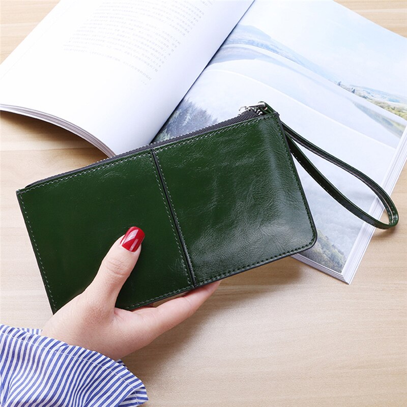 Vrouwen Office Lady Pu Lederen Lange Portemonnee Clutch Rits Business Wallet Bag Kaarthouder Grote Capaciteit Portemonnee: Dark Green
