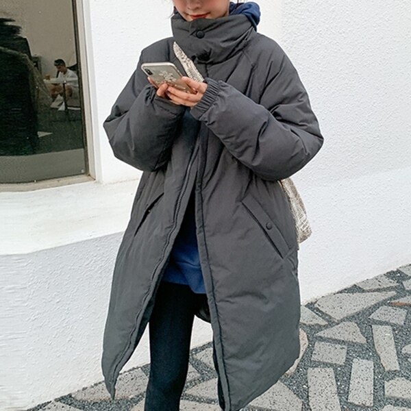 Colorfaith – parka d'hiver et de printemps pour femme, manteau Long surdimensionné de avec poches et col montant, nouveauté , CO850: Gris / M