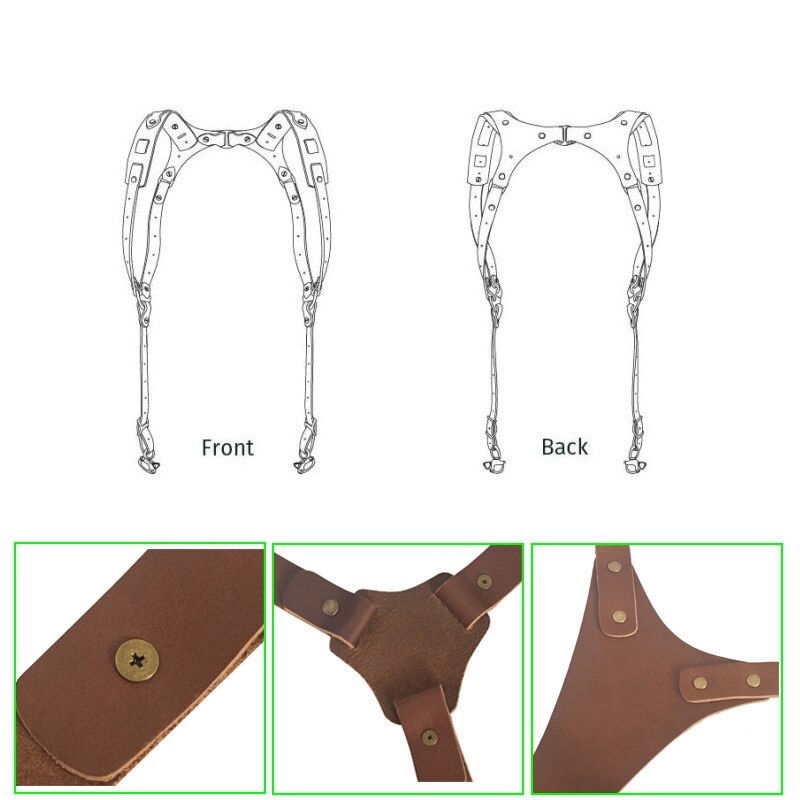 Harnais en cuir pour appareil photo, sangle à Double épaule, équipement de photographie pour appareil photo DSLR/SLR,