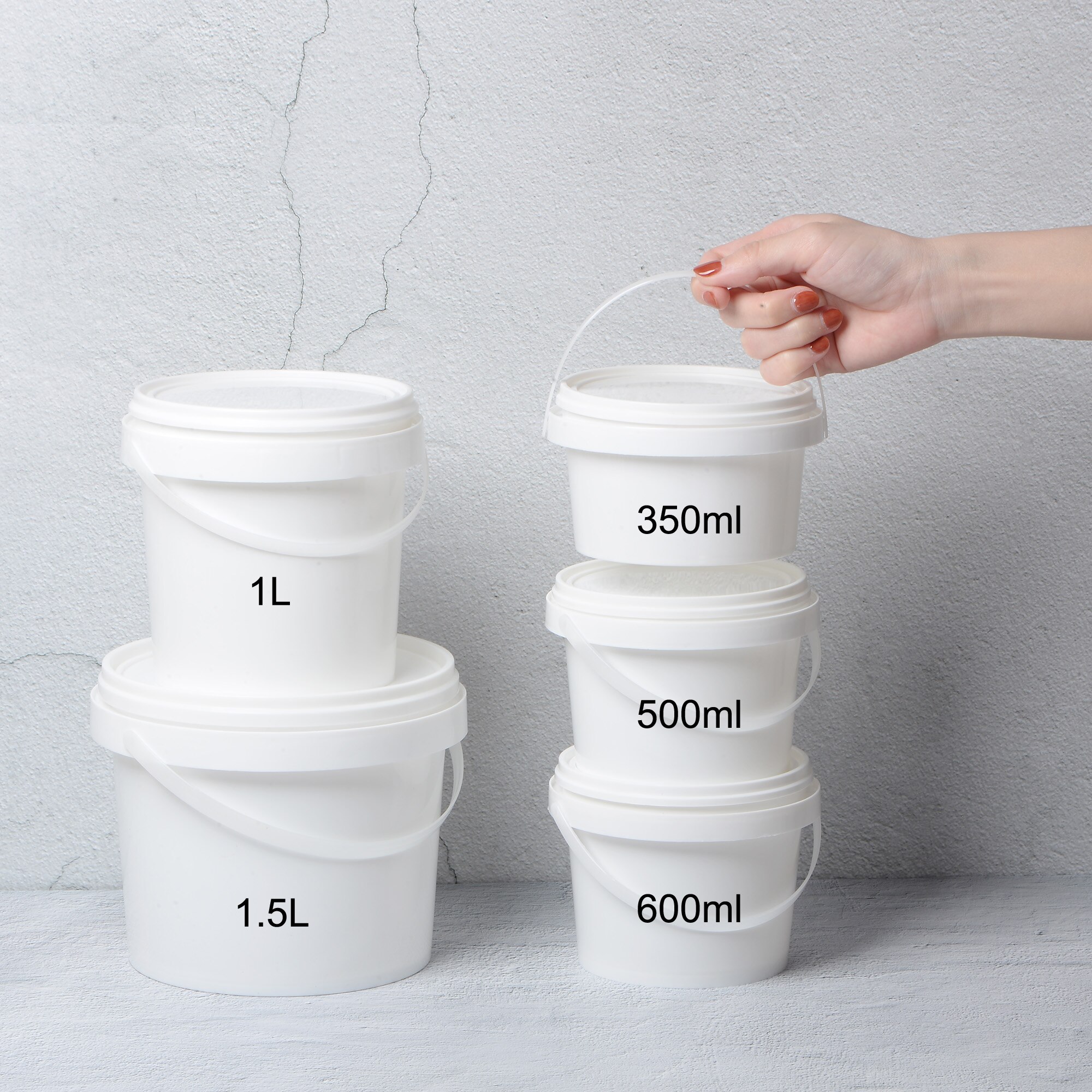 Uxcell Plastic Paint Pail Multipurpose Container 0.26 -Gallon / 1000ml White Paint Cup with Handle and Lid