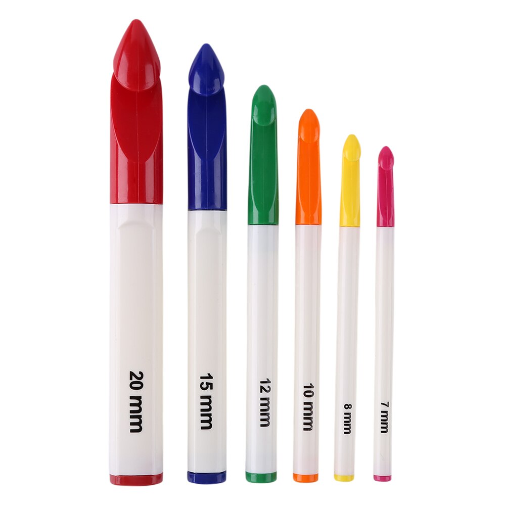 8Pcs Crochet Hook Knitting Needles Set Plastic Handle DIY Craft Sewing Kits Stitches Tools for Weaving Sewing Crafts: D 6pcs