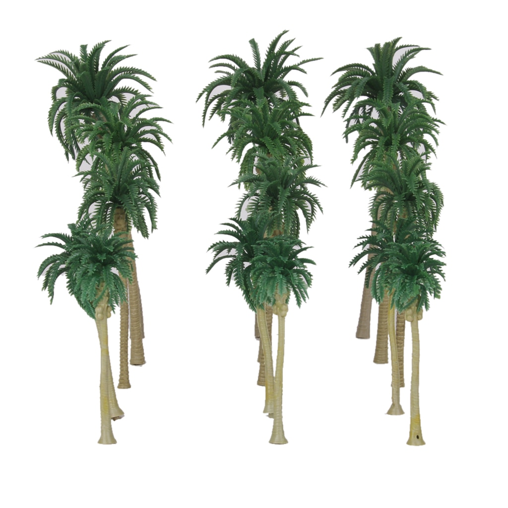 15 Plastic Model Coconut Palm Trees Rain Forest Beach Diorama Scenery HO N Z Model Trees Green Palm Trees Model Building Kits
