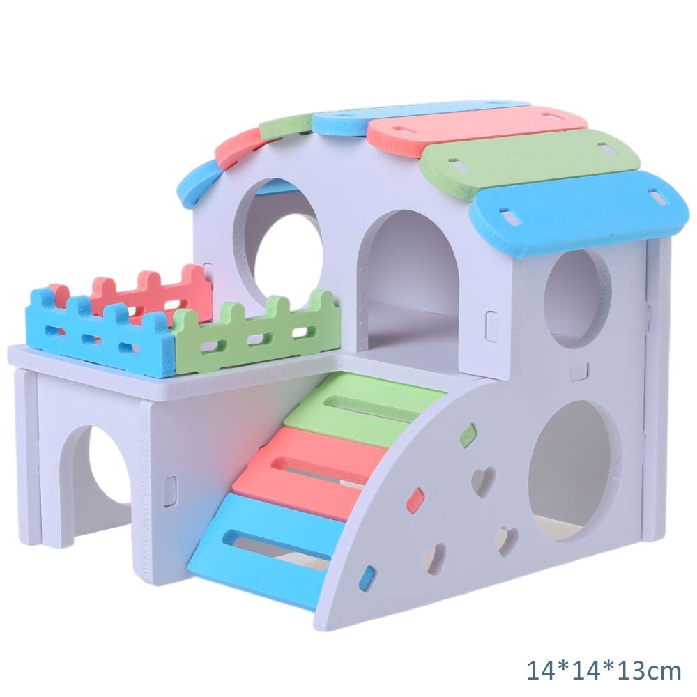 Hamster regnbuebro vippe gynge legetøj træningslegetøj chinchilla marsvin aktivitet klatre sport hamster bur klatre sportslegetøj gør det selv: G -14 x 14 x 13cm