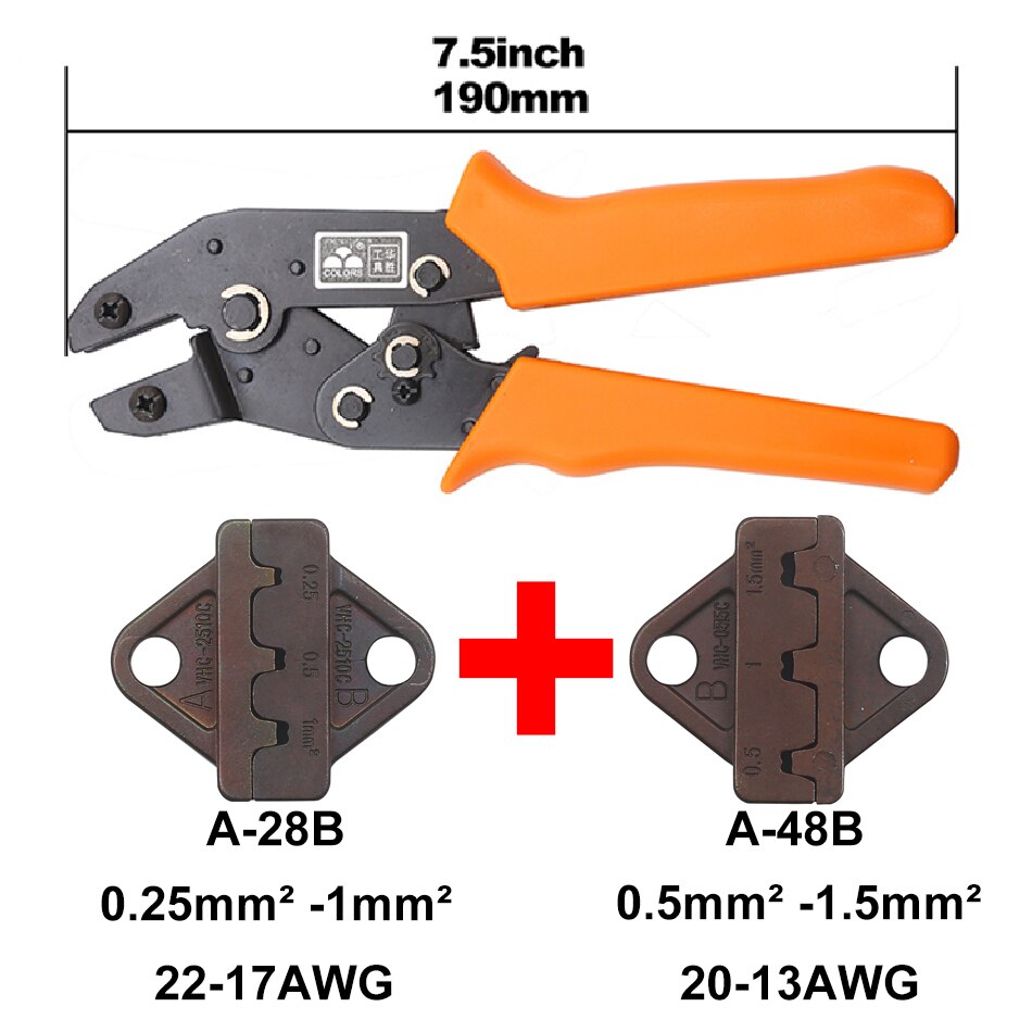 DuPont Terminals Crimping pliers and Rugged crimp dies set Ratcheting Wire Crimping Tools Terminals Electrical Min Range XH2.54: SN28B-48B