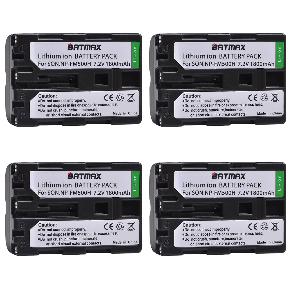 Batmax np -fm500h fm500h batteri+led usb dobbelt oplader med type c port til sony alpha  a58 dslr -a350 a 300/a350/a450/a500/a550: 4 batterier