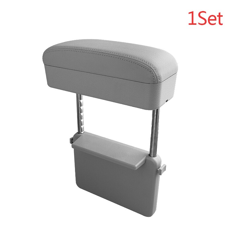 Adjustable Car Armrest Box Set Universal Car Arm rest Box Interior Auto Elbow Support Case Car Accessories Organizer Both Side: 1 set Gray