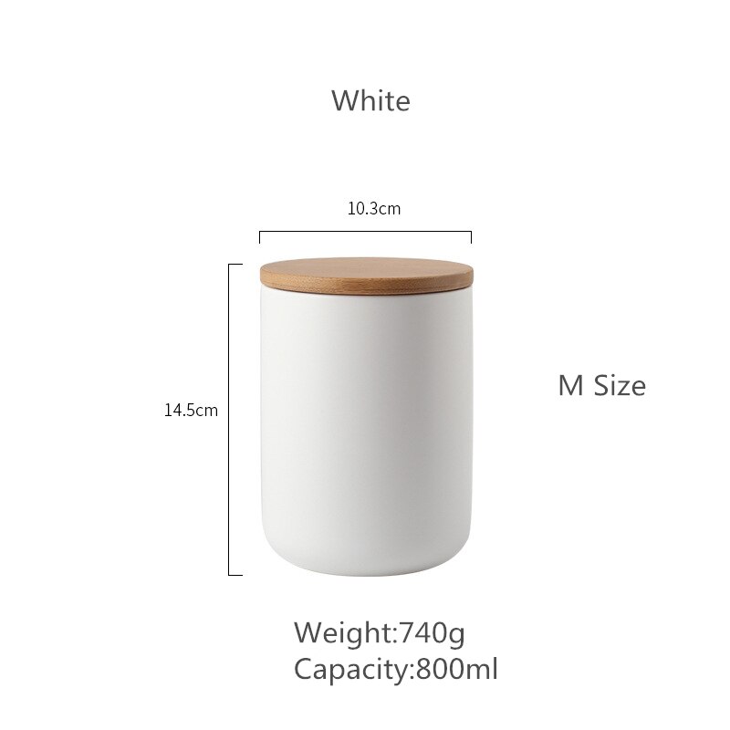 SML Nordic Koffie Opslagtank Keuken Opslag Container Suiker Thee Kruidkruik met Deksels Keramische Opslag Flessen en Potten: white- m size