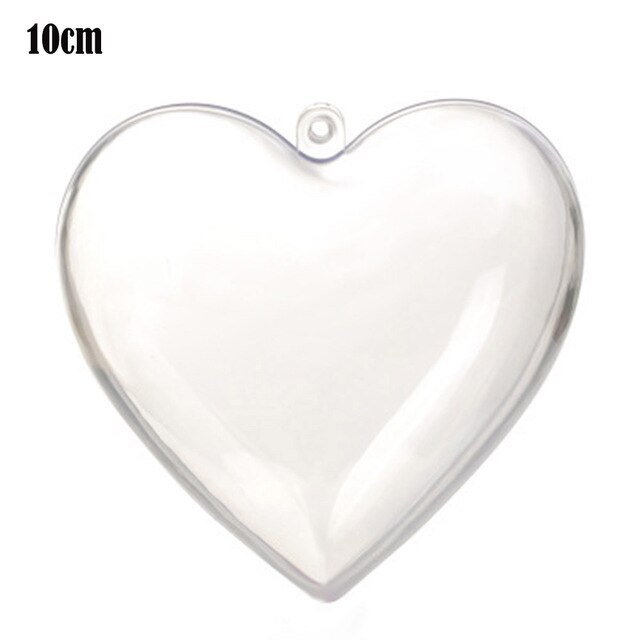 Clear Fillable Heart Baubles Plastic Wedding Favours Christmas Decoration Love: 10cm
