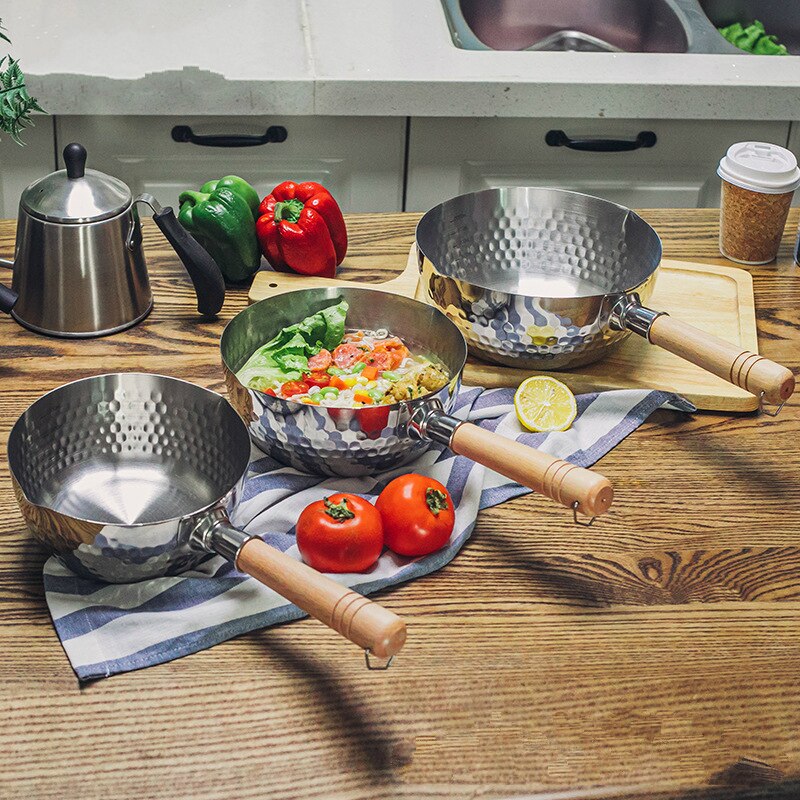 Mini Boter Smeltkroes, 120/200 Ml Steelpan Met Houten Handvat Boter Koffie Melk Warmer Dubbele Gietuitloop 3-laags 304 Roestvrijstalen Non Stick Melk Pan(200ml