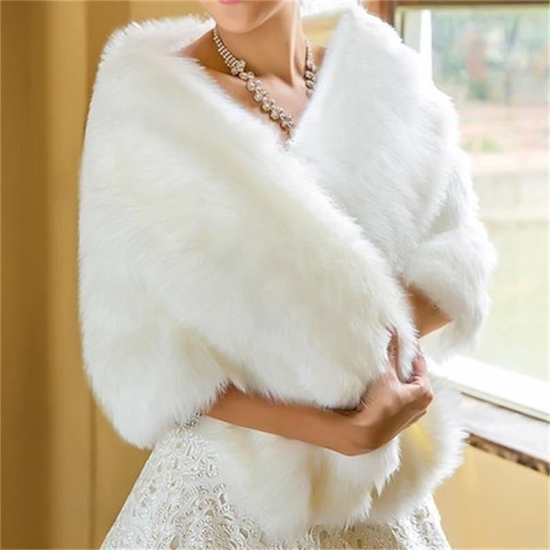 White Wedding Bridal Bolero Warm Fur Bolero Bruiloft Wrap Shawl Bridal Jacket Accessoires Winter Wedding Cape Jas Bolero Wome: Default Title