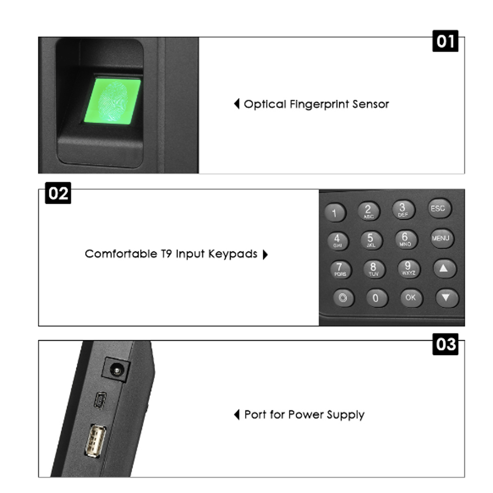 2.4 tommer usb biometrisk fingeraftryk tidsfremmøde maskine fingeraftryk tid ur enhed medarbejder kontor check-in optager  a6