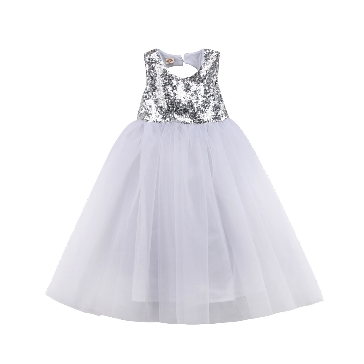 Conjunto de vestido de dama de honor de boda Formal de de princesa de flor de chica chico: Plata / 130