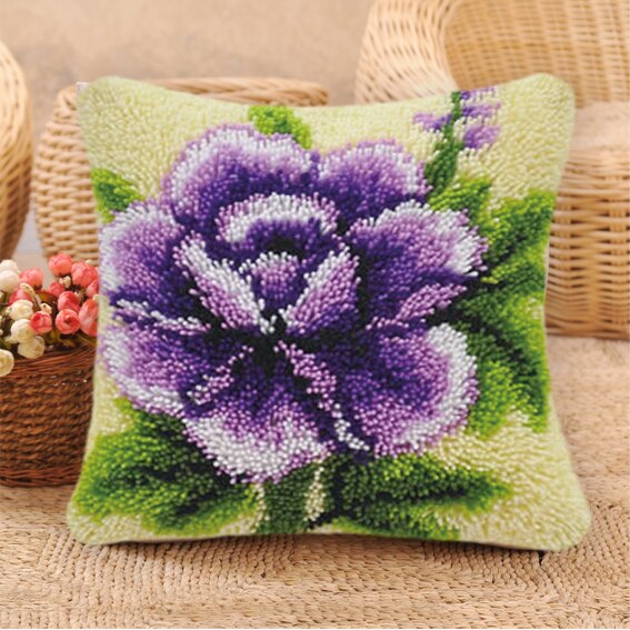 Gør det selv blomster sommerfugl segment broderi pude planter groft uld korssting låsekrog tæppe broderi låsekrog tæppesæt: Bz115 37 x 37cm