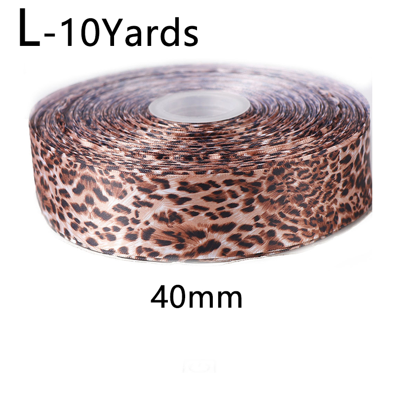 10Yards 10/15/25/40mm Leopard Print Printed Polyester Ribbons Transfer Printed Grosgrain Clothing DIY Handmade Materials