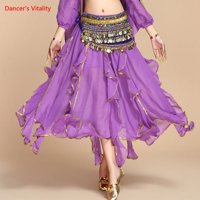 Falda de danza del vientre para mujer, falda de entrenamiento para adultos, Pantalones de danza del vientre, Tribal, lentejuelas, barata, nueva de: Morado