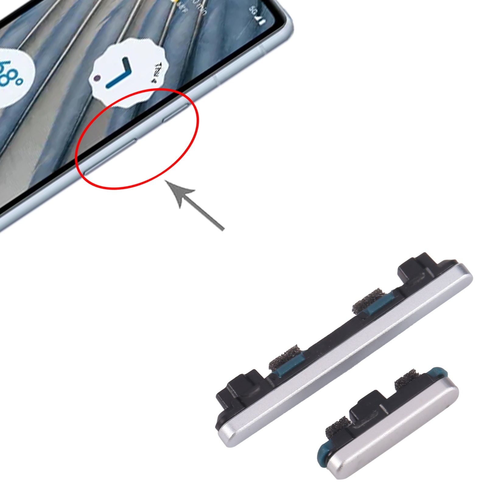 Para Google Pixel 7A botón de encendido + botón de volumen botón de Control teclas laterales piezas de reparación de teléfonos móviles